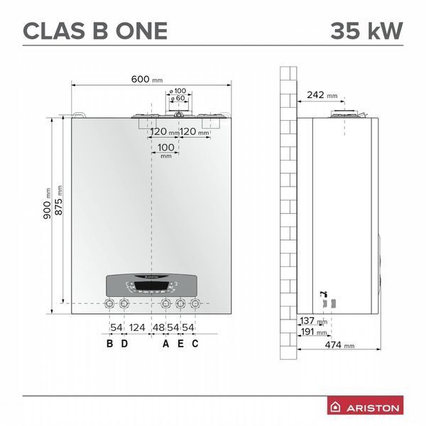 Двоконтурний конденсаційний газовий котел Ariston CLAS B ONE WIFI 35 (3302128) 3302128 фото