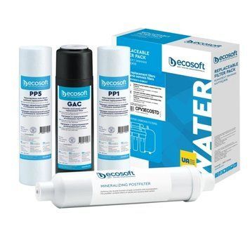 Комплект з 4 картриджів для фільтра зворотного осмосу Ecosoft Standard PRO CPV4MIN фото